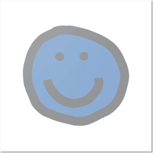 Placid Blue Round Happy Face with Smile Posters and Art